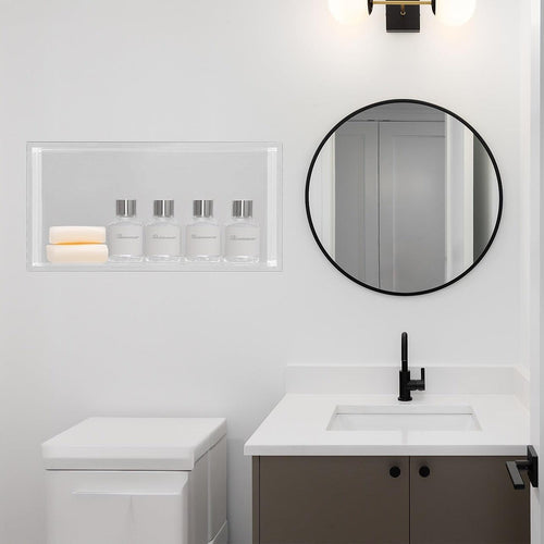 641 x 336 x 101mm Shower Niche Single Shelf Organizer No Tile Needed in White Finish