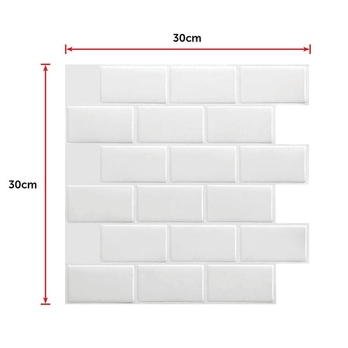 Tiles 3D Peel and Stick Wall Tile – Self-Adhesive Subway White Design Pack of 10 Sheets