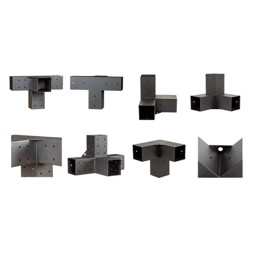 Roof Pergola Gazebo Shed Matte Black Steel Double Wall with Top Rafters Brackets DIY Kits