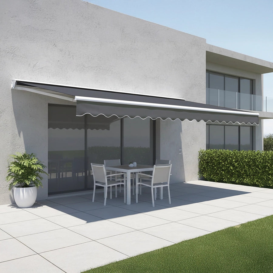 Automatic Retractable Awning 4x3m - Grey Outdoor Wall Sunshade