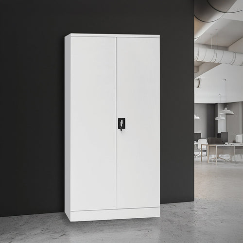 Two-Door Storage Locker Cabinet – Office, Gym & Shelf Unit with Secure Design in Grey