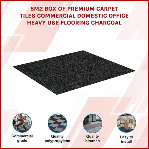 5m2 Premium Carpet Tile Flooring in Charcoal