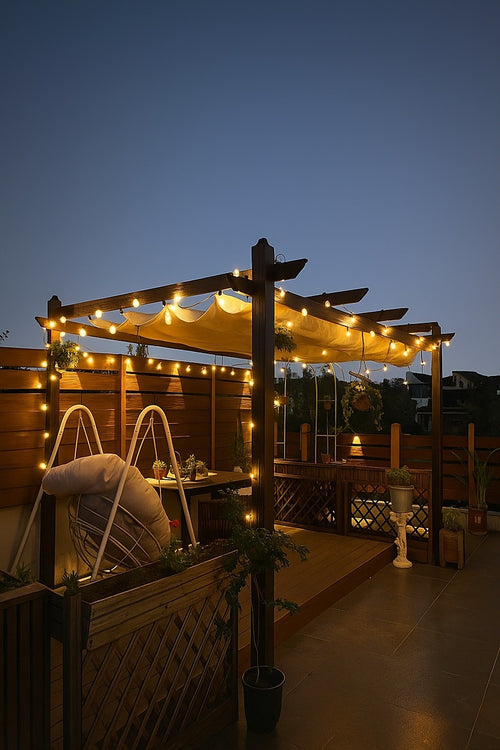 3x4M Aluminium Retractable Pergola Marquee with Slanted Roof – Garden Patio Canopy