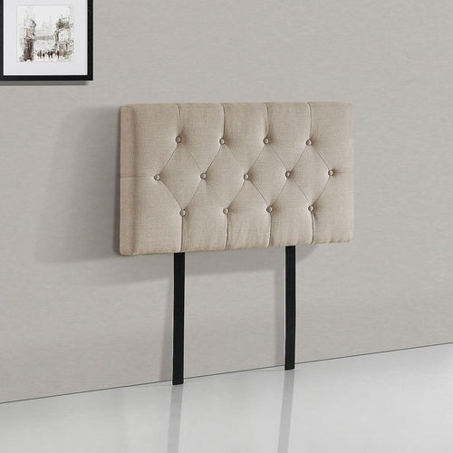 Single Linen Fabric Deluxe Headboard Bedhead in Beige