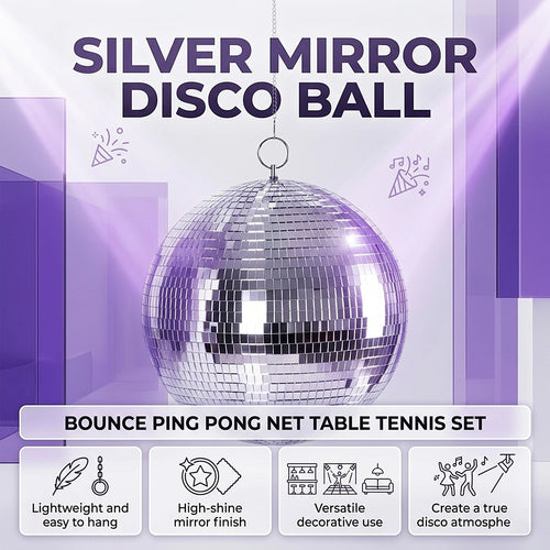 Silver Mirror Disco Ball – Hanging DJ Party Decor
