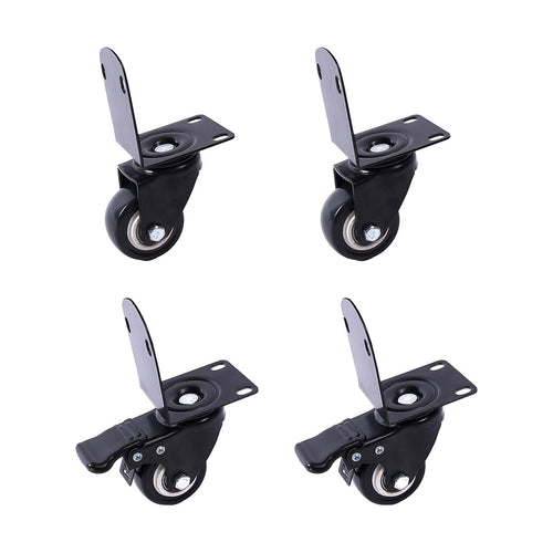 Side Mount Caster Wheels L-Shaped Heavy Duty PVC Set of 4