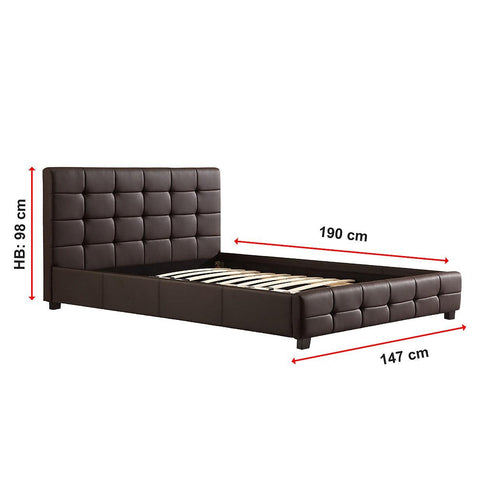Double Brown PU Leather Deluxe Bed Frame
