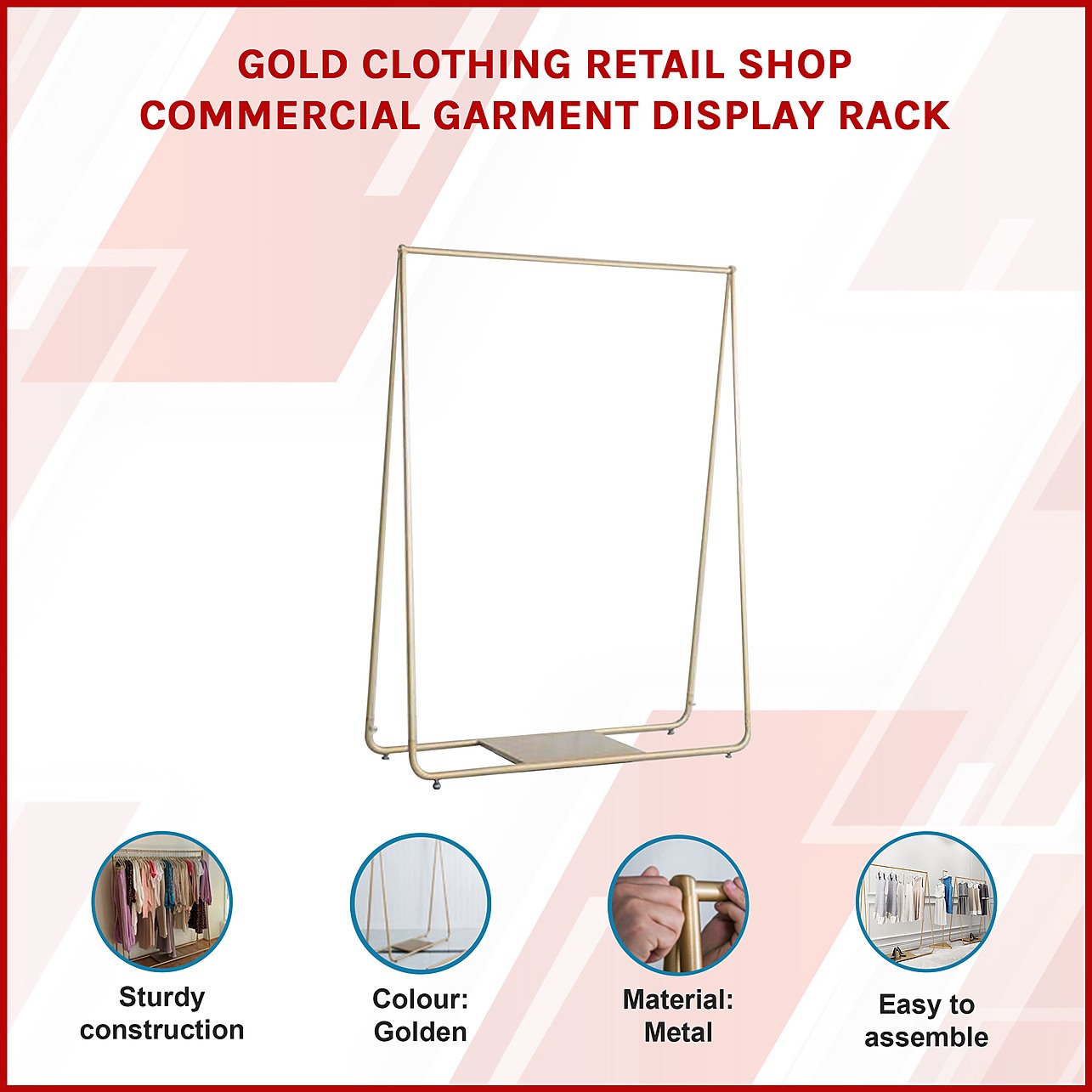 Gold Clothing Retail Shop Commercial Garment Display Rack - Furniture ...