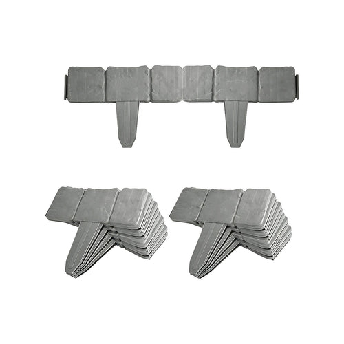Garden Edging Border 10m 40 Pack Stone-Look PP Plastic Stakes