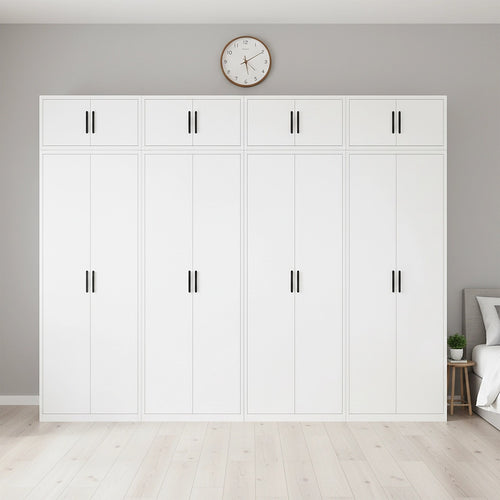 320x240cm 8-Door White Steel Shelf Wardrobe with Black Handle Storage Cabinet