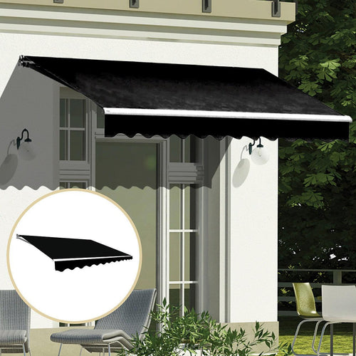 Outdoor Awning Black - 4x2.5m Retractable Sunshade