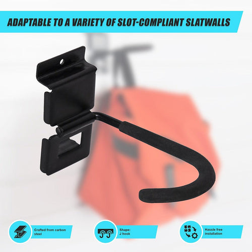 Slatwall Storage Pack for Retail Display Garage Storage - Black Side Wall J Hook