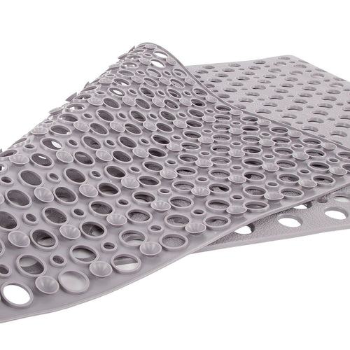 60x90cm Grey Non Slip Bath Mat TPE Shower Mat with Suction Cups