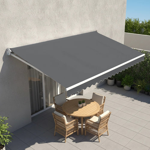 Automatic Retractable Awning 4x2.5m - Grey Outdoor Wall Sunshade