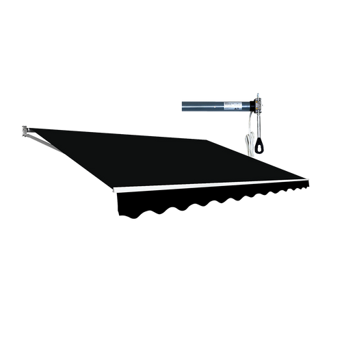 Automatic Retractable Awning 5.0 x 3.0m - Black Outdoor Wall Sunshade