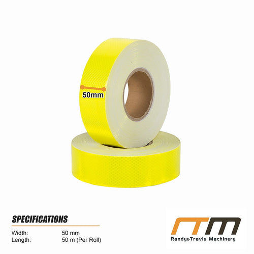 Hi Vis Reflective Tape 2 Pack 50mm x 50m 3M Adhesive Yellow