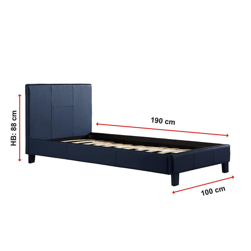 Single Bed Frame Blue PU Leather
