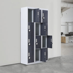 Grey with Charcoal Door 12-Door Locker for Office Gym Shed School Home Storage - 4-Digit Combination Lock