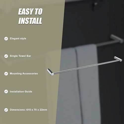 Single Towel Rail - 615mm