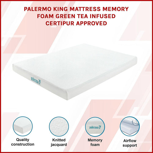 Palermo King Mattress Memory Foam Green Tea Infused CertiPUR Approved