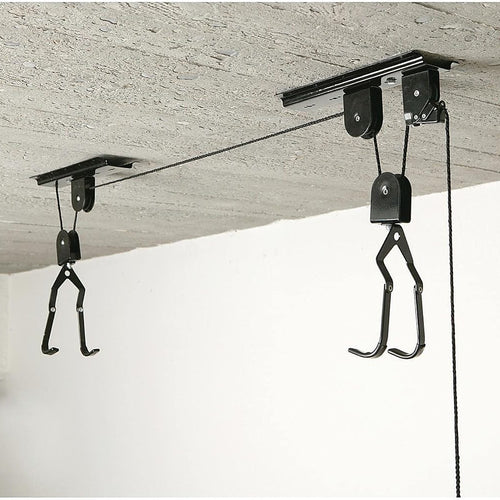 Heavy Duty Bike Hoist Pulley Lift – Secure Garage Ceiling Storage Rack with Safety Lock