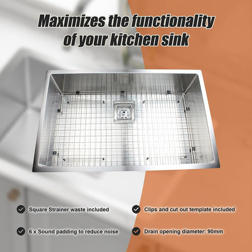 810x505mm Handmade 1.5mm Stainless Steel Sink with Square Waste