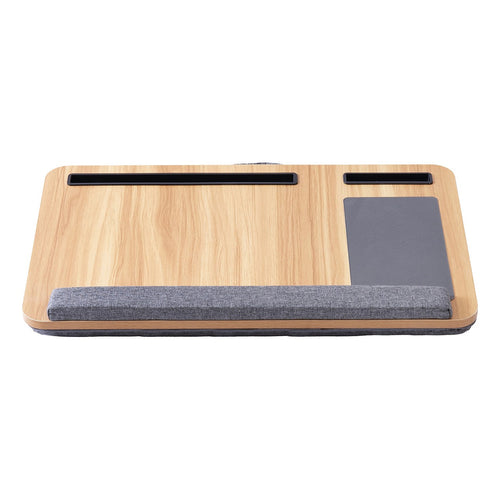 Portable Lap Desk with Mouse Pad & Cushion – Oak Finish Laptop Table