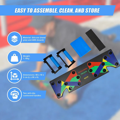 9 in1 Push Up Board Yoga Bands Fitness Workout Train Gym Exercise Pushup Stand