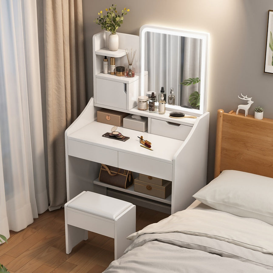 Dressing Table with LED Mirror, Drawers, Cabinets and Storage