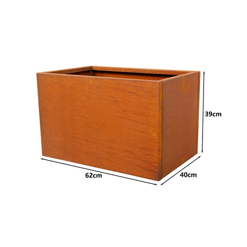 Corten Steel Planter Box 62x40x39cm Outdoor Garden Raised Bed with Rust Finish