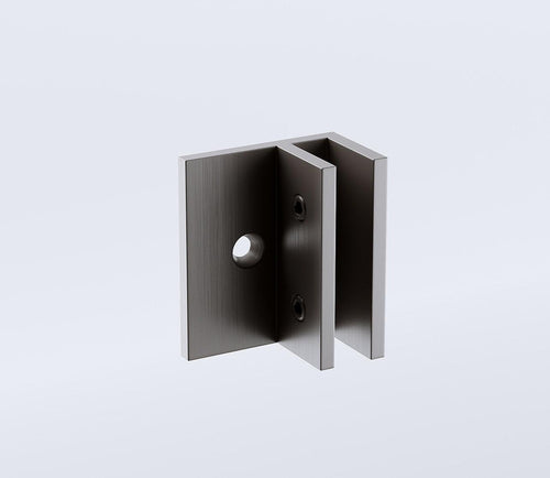 90x70cm Corner Frameless Shower Screen with Gunmetal Brackets and SS Hinges, Round Handle