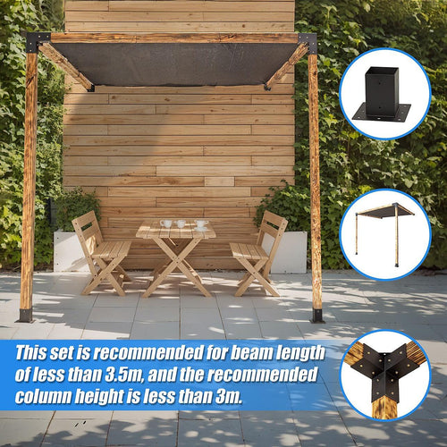 Roof Pergola Gazebo Shed Matte Black Steel Single Wall Mount with Black Screen Brackets DIY Kits