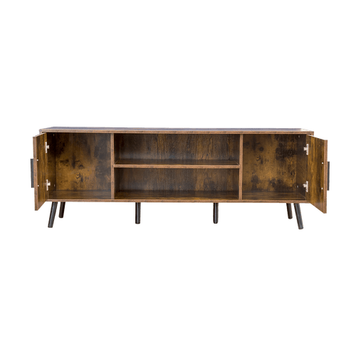 Modern TV Cabinet Entertainment Unit Stand Storage in Dark Walnut
