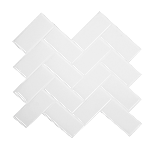 Tiles 3D Peel and Stick Wall Tile Herringbone White 10 Sheets