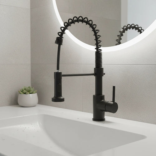 Basin Mixer Tap Faucet with Extendable Spout – Kitchen & Laundry Sink in Black