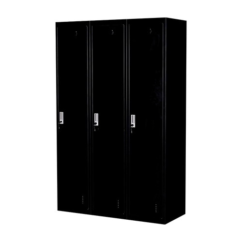Three-Door Side by Side Storage Locker – Office, Gym & Shed Organisation Unit in Black