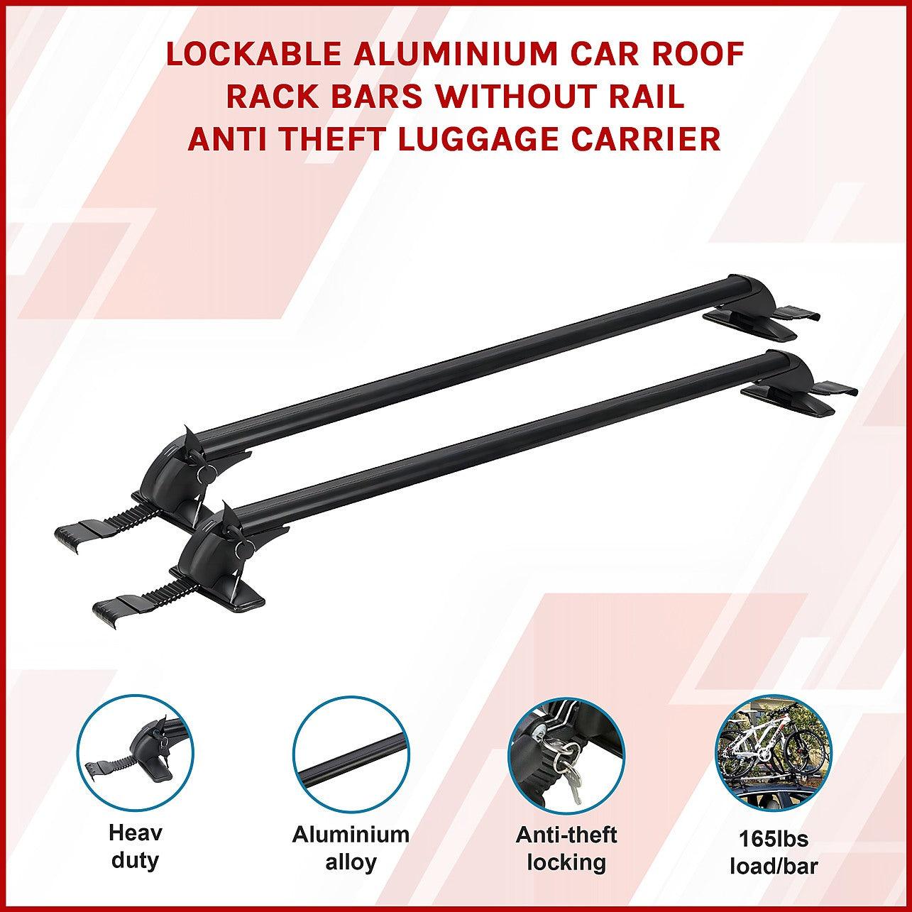 Lockable Aluminium Car Roof Rack Bars Without Rail Anti Theft Luggage ...