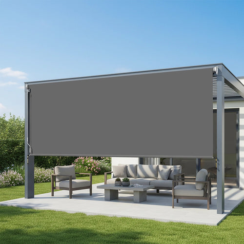 Retractable Straight Drop Awning Screen – Durable Outdoor Shade in Grey 3x2.5m