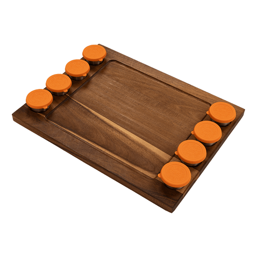 Serving Tray Double Sided Charcuterie Board  8 Sauce Cups Gift  