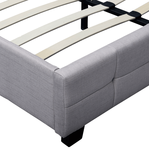 Queen Beige Linen Fabric Deluxe Bed Frame