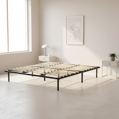 King Metal Bed Base with Slats – Heavy-Duty Steel Frame