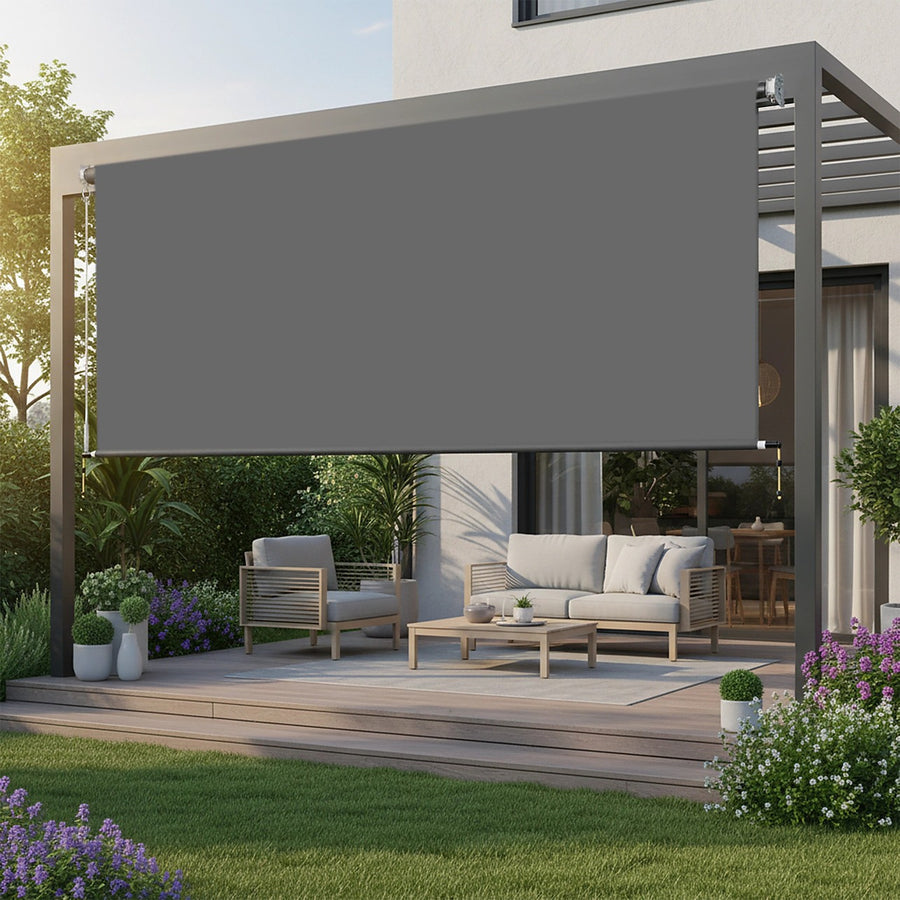 Straight Drop Awning – 3x2.5m Grey Retractable Patio Screen