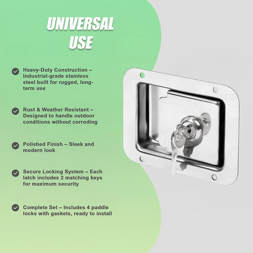 4 x Toolbox Lock Steel Paddle Handles – Trailer Door Latch Set for Ute & Cabinets