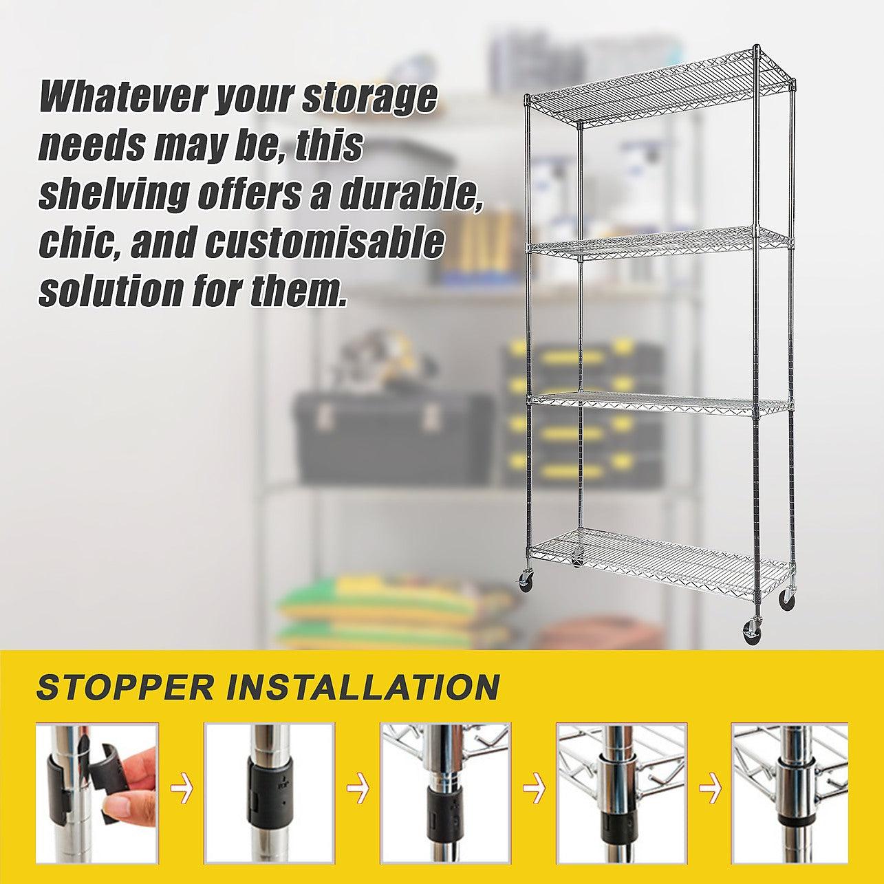 Modular Wire Storage Shelf 900 x 350 x 1800mm Steel Shelving - Carbon ...