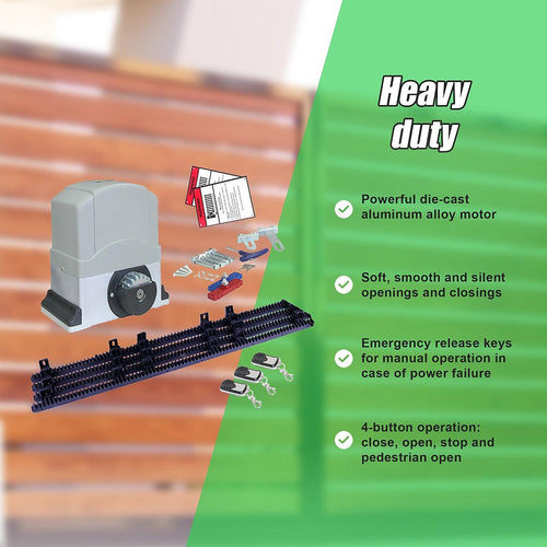 1800KG Auto Slide Sliding Gate Opener Automatic w 4m Rail 