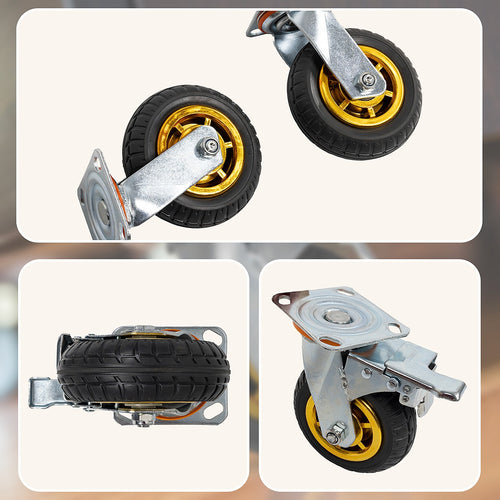 Castor Wheels 4 x 6" 150mm Swivel Silent Caster 2 Brakes 800KG