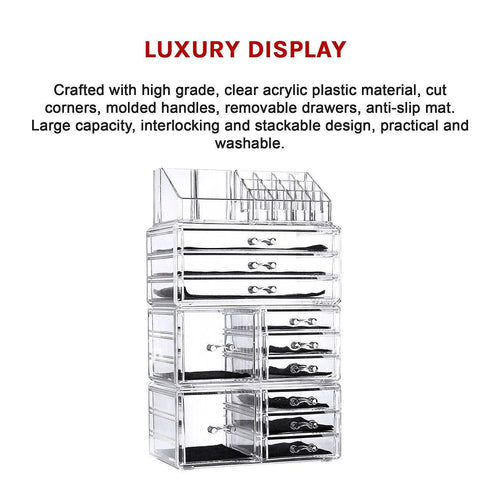 11 Drawers Clear Acrylic Cosmetic Jewellery Luxury Organiser
