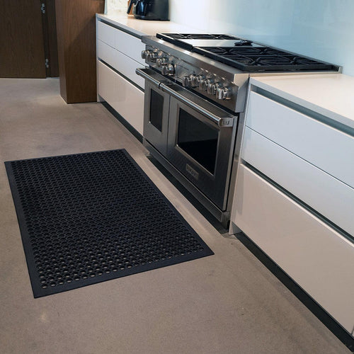  Heavy Duty Floor Mat Anti Fatigue Kitchen Bar Rubber Drainage Black