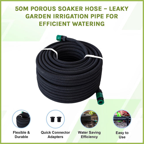 50m Porous Soaker Hose – Leaky Garden Irrigation Pipe for Efficient Plant Watering