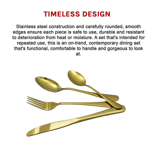 24-piece Gold Cutlery Flatware Stainless Steel Silverware Set Reflective Mirror Finish